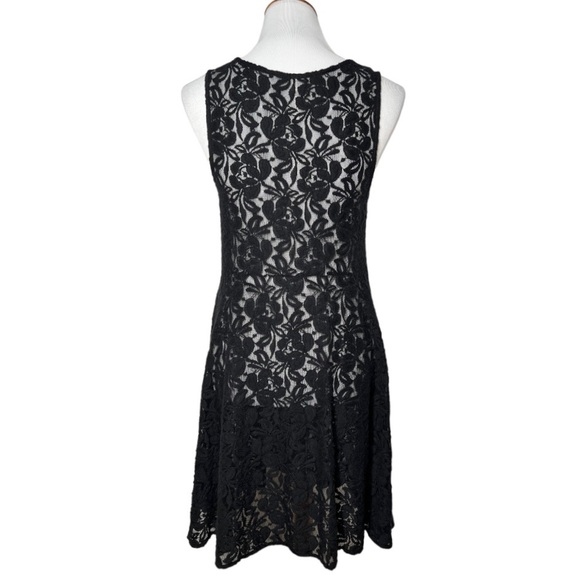 Free People Black Floral Crochet Lace Sleeveless Fit and Flare A Line Dress - Picture 6 of 10
